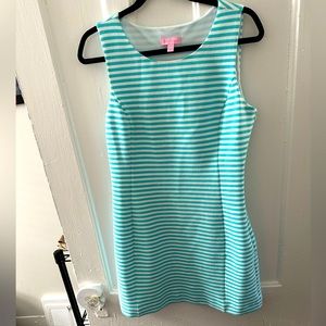 Lilly Pulitzer Shorely Blue Ottoman Stripe Whiting Cut Out Shift Dress